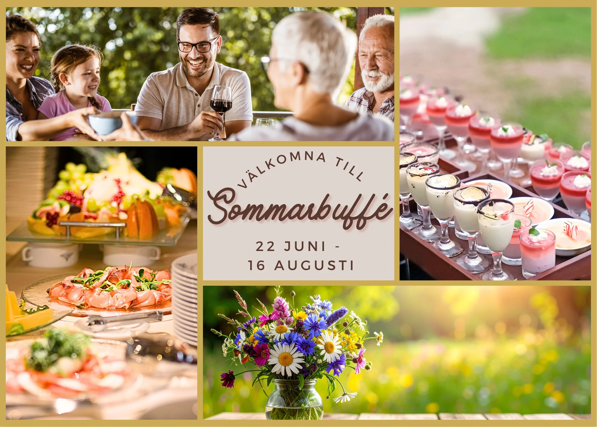 Sommarbuffé 2026 Sommarbuffé på restaurang Jordnära 22 juni - 16 augusti 2026